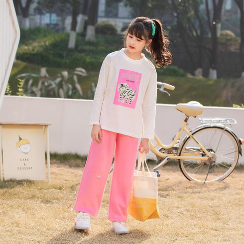 Spring and Autumn Girls' Leisure Sports Pants Spring Loose Wear Pants
